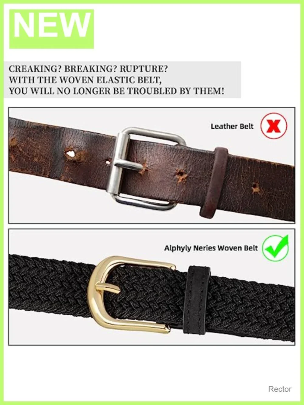 2 Pack Elastic Woven Stretch Belt for Women, Braided PU Leather Belt